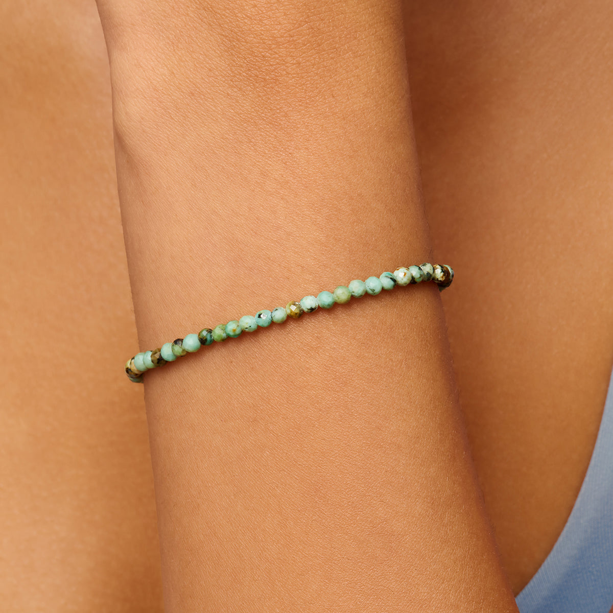 Green Turquoise Beaded Bracelet (Gold)