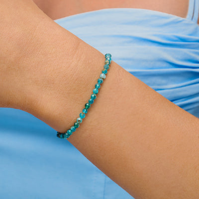 Blue Apatite Beaded Bracelet (Gold)