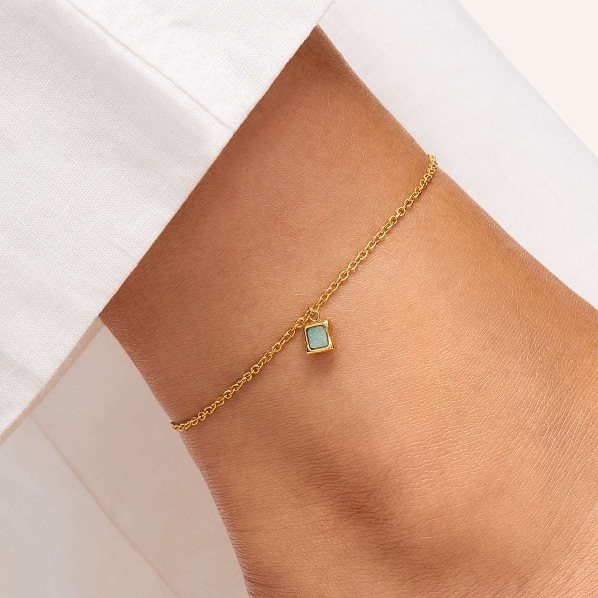 Amazonite Stone Anklet (Gold)