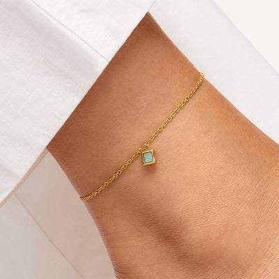 Amazonite Stone Anklet (Gold)