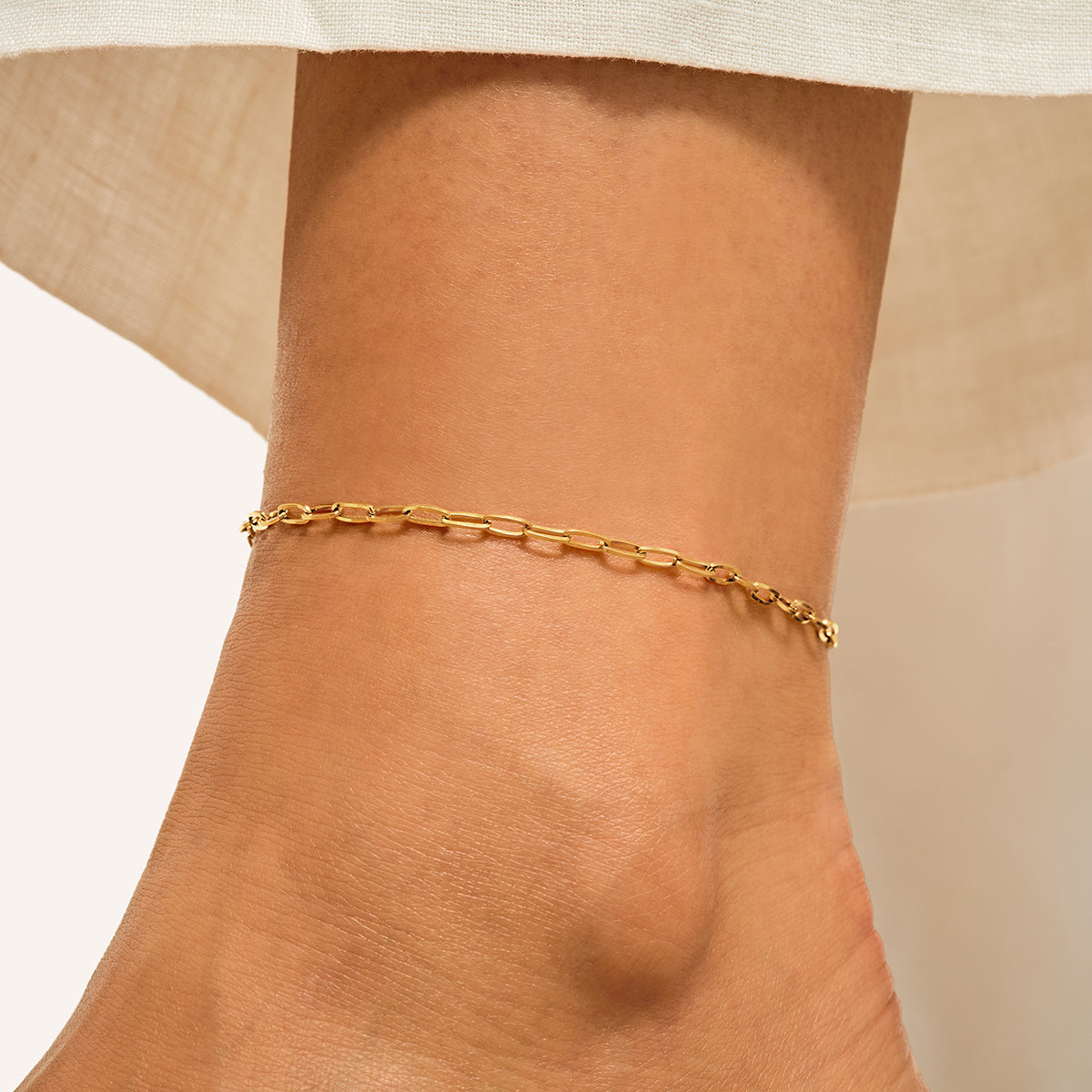 Paperclip Chain Anklet (Gold)