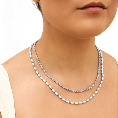 Small Rope Chain Necklace (Silver)