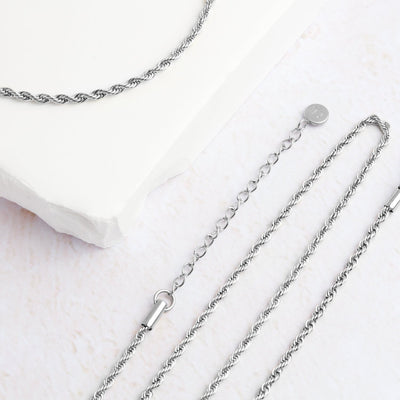 Small Rope Chain Necklace (Silver)