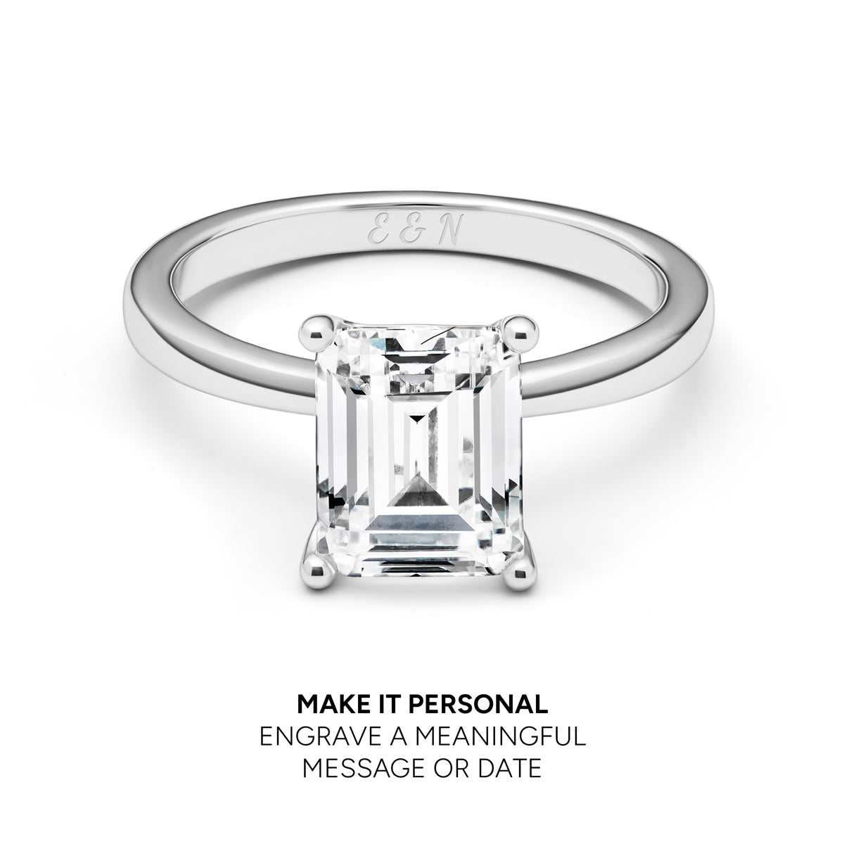 Emerald Cut Solitaire Ring (Silver)