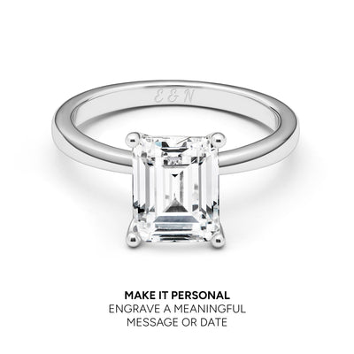 Emerald Cut Solitaire Ring (Silver)