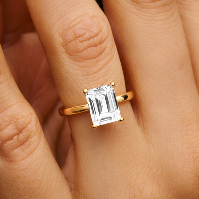 Emerald Cut Solitaire Ring (Gold)