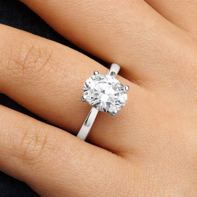 Oval Cut Solitaire Ring (Silver)