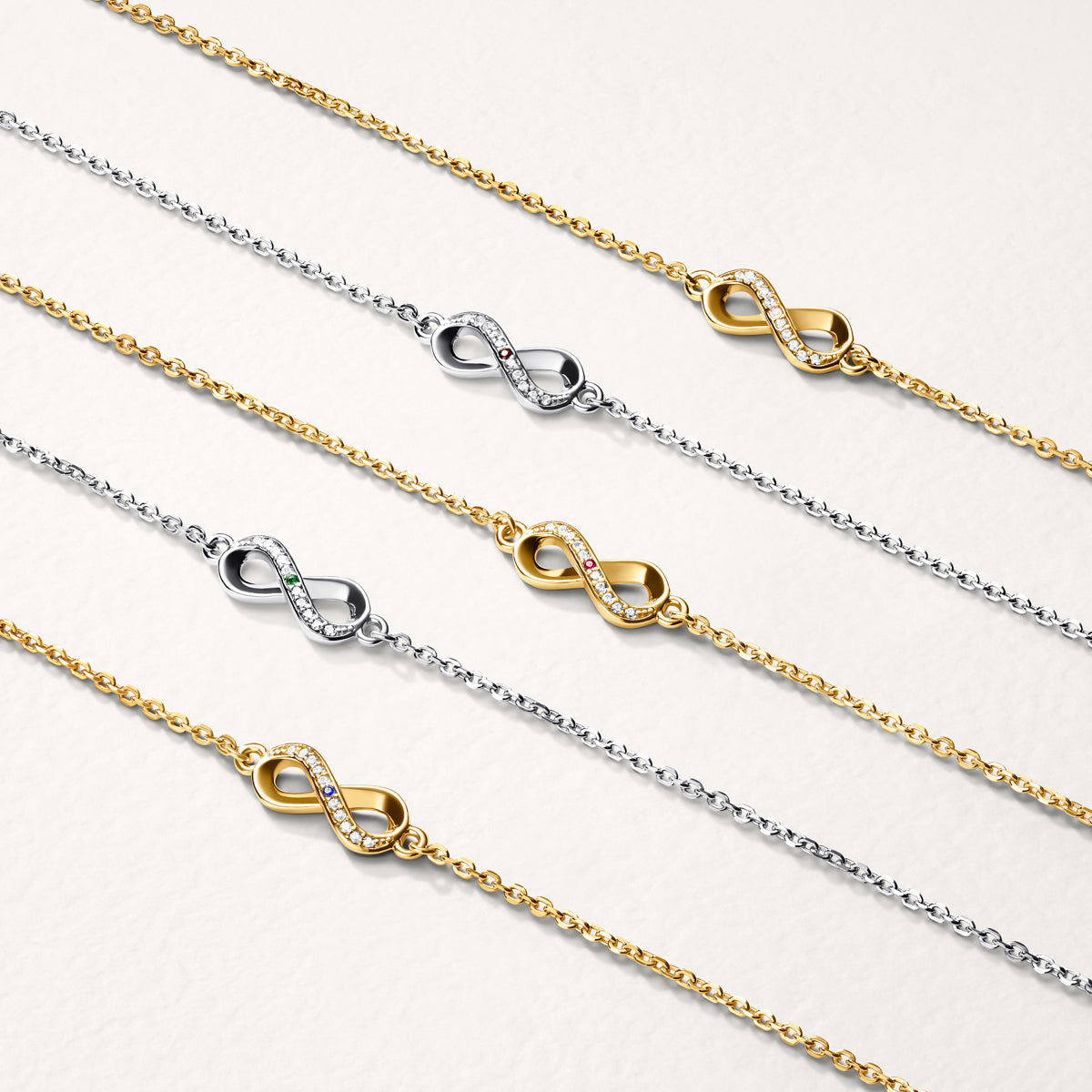 Birthstone Infinity Bracelet (Silver)