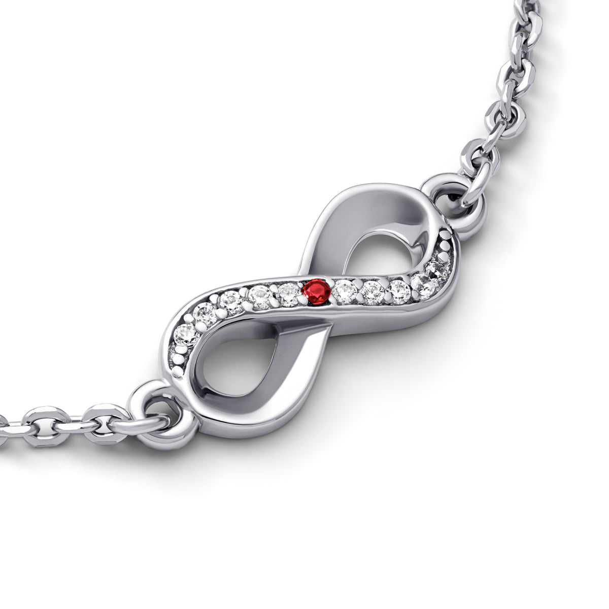 Birthstone Infinity Bracelet (Silver)