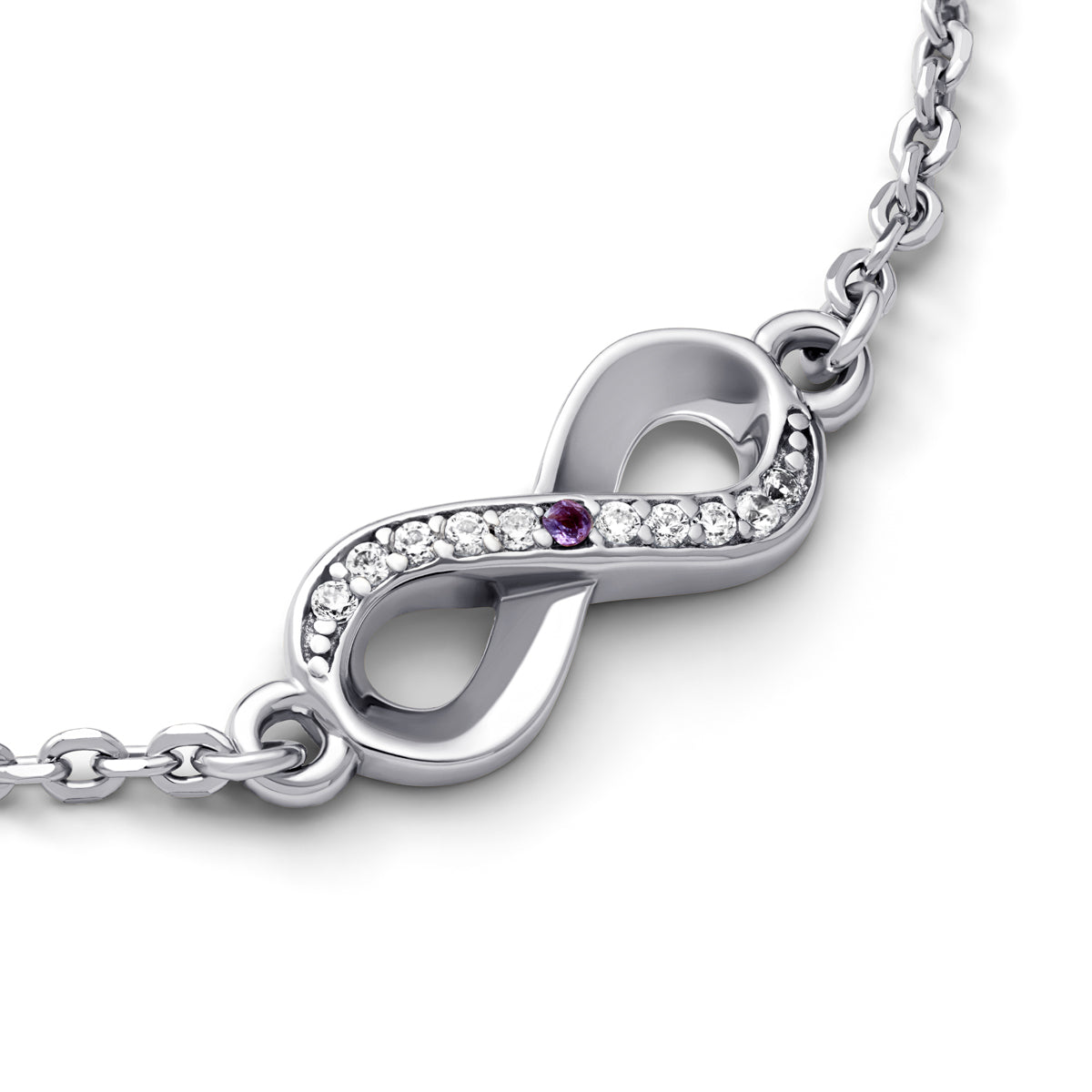 Birthstone Infinity Bracelet (Silver)