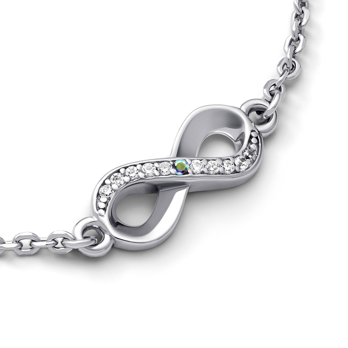 Birthstone Infinity Bracelet (Silver)