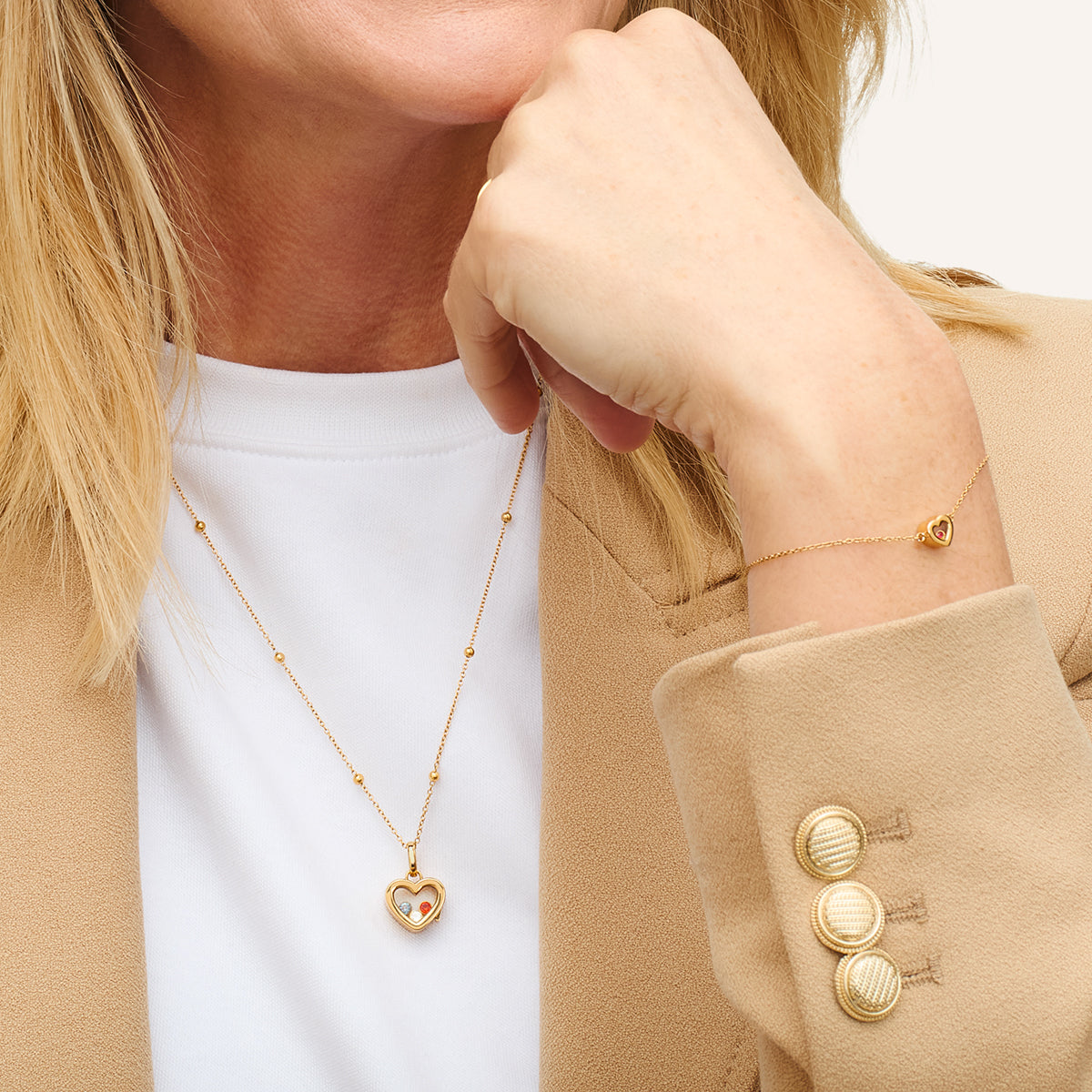 Floating Birthstone Locket Necklace (Gold)