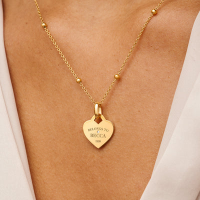 Birthstone Mini Heart Token Pendant (Gold)