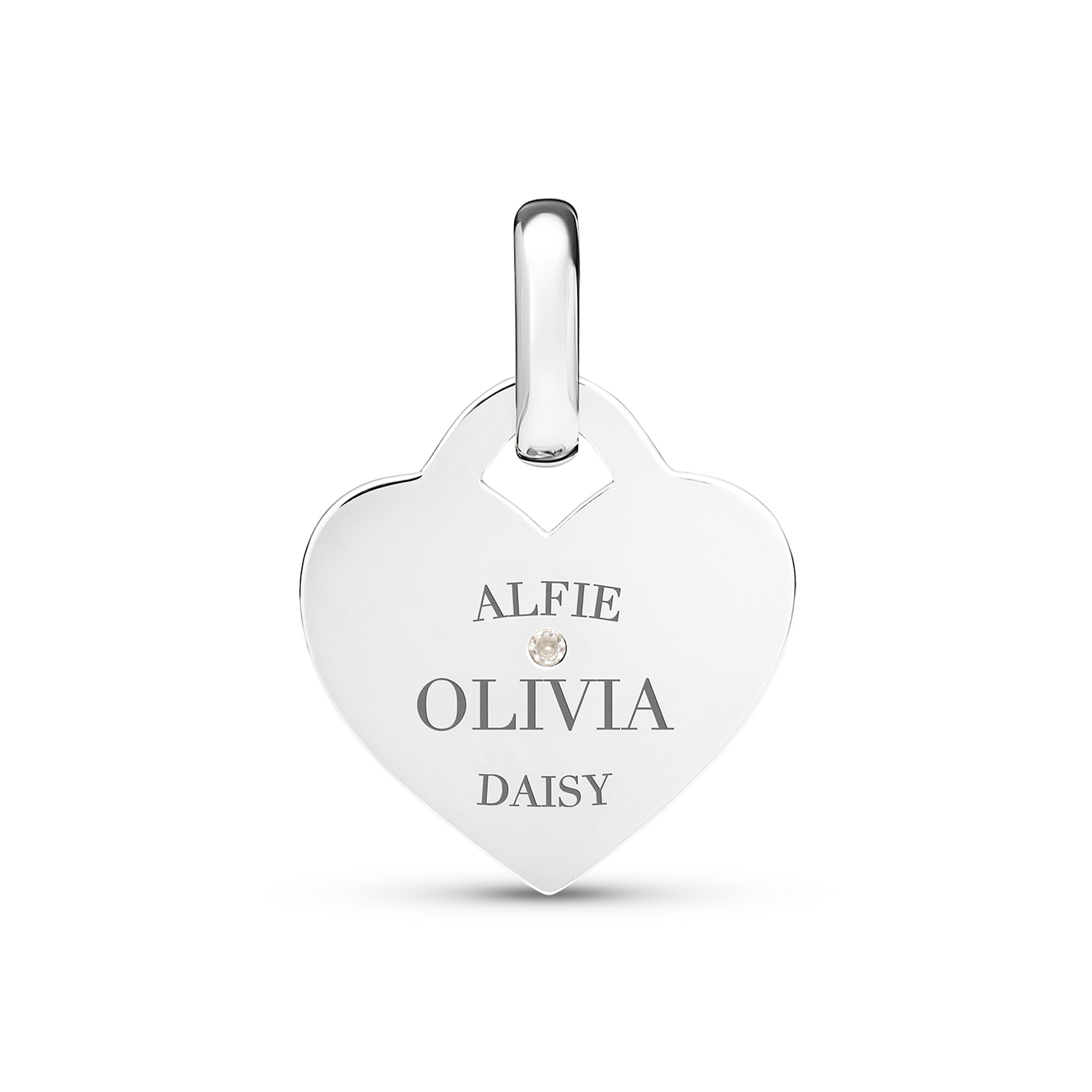 Birthstone Mini Heart Token Pendant (Silver)