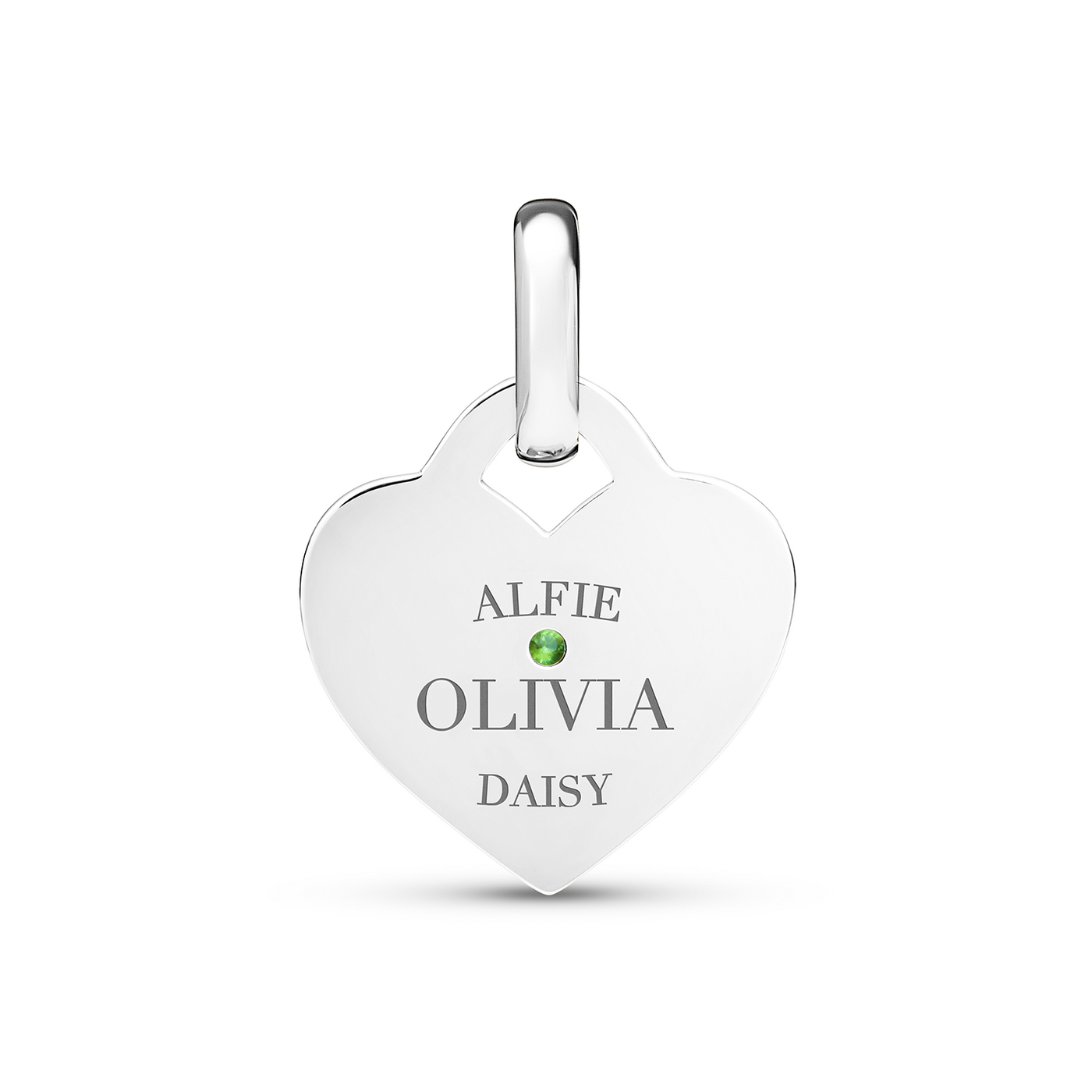 Birthstone Mini Heart Token Pendant (Silver)