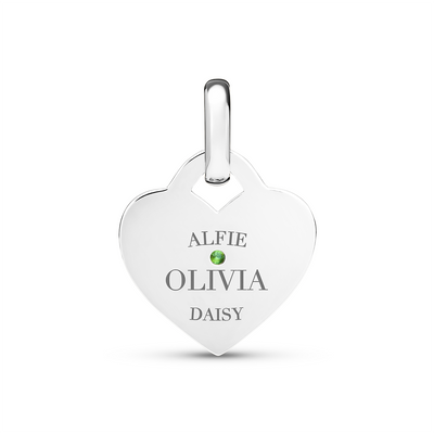 Birthstone Mini Heart Token Pendant (Silver)