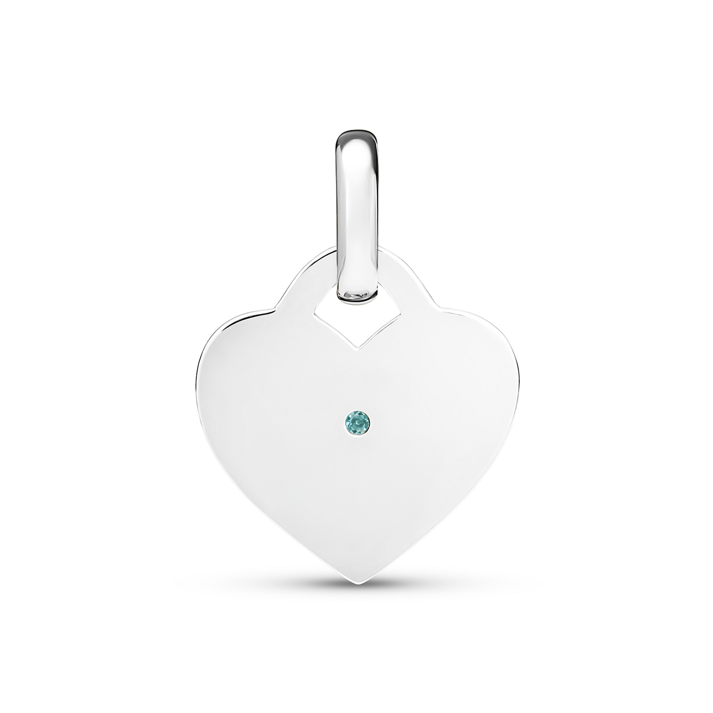 Birthstone Mini Heart Token Pendant (Silver)