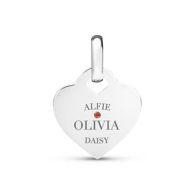 Birthstone Mini Heart Token Pendant (Silver)