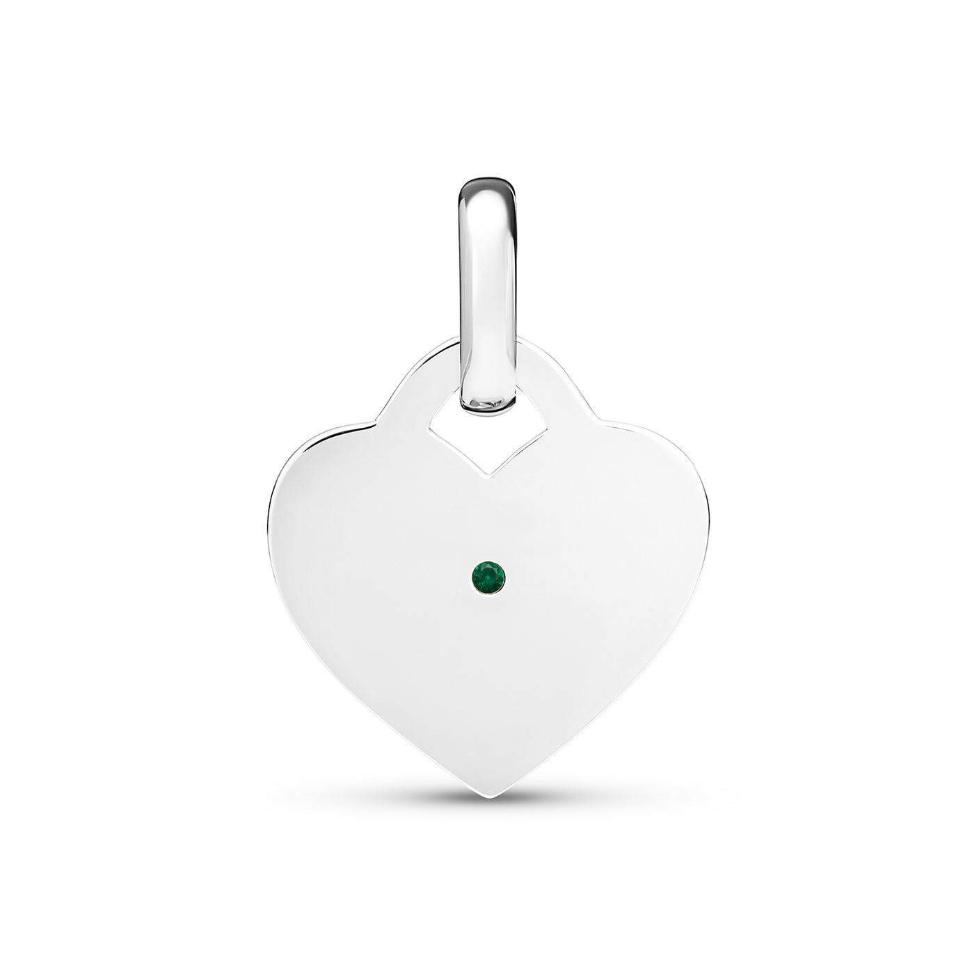 Birthstone Mini Heart Token Pendant (Silver)