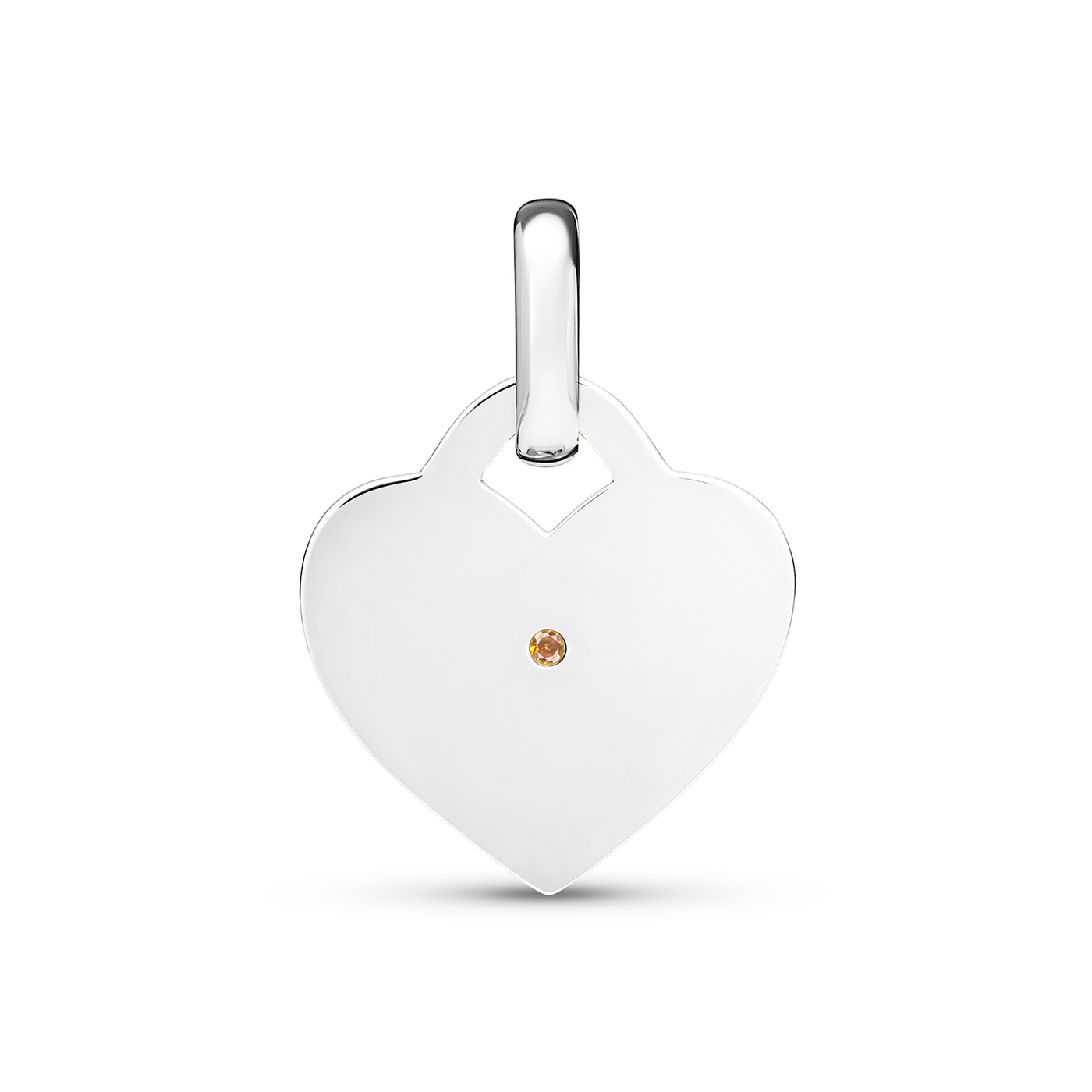 Birthstone Mini Heart Token Pendant (Silver)