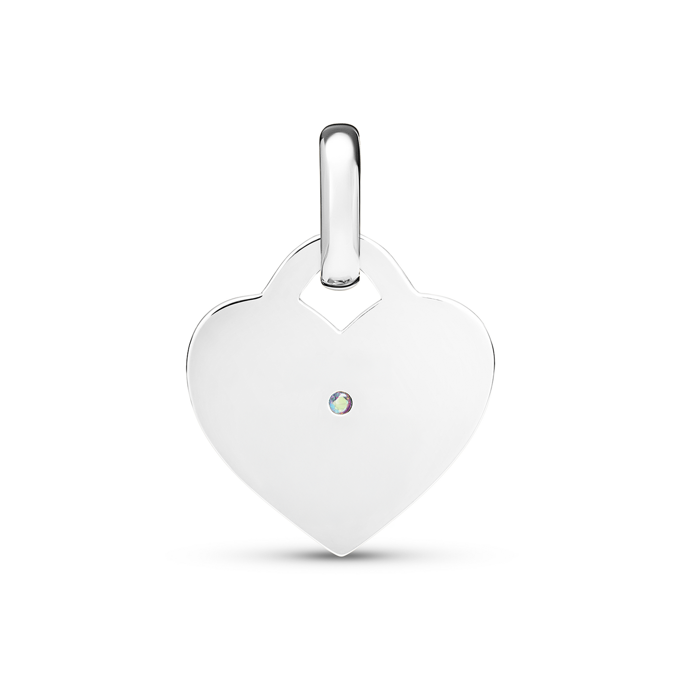 Birthstone Mini Heart Token Pendant (Silver)