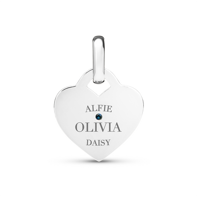 Birthstone Mini Heart Token Pendant (Silver)