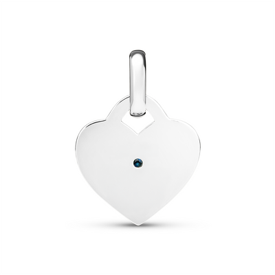 Birthstone Mini Heart Token Pendant (Silver)