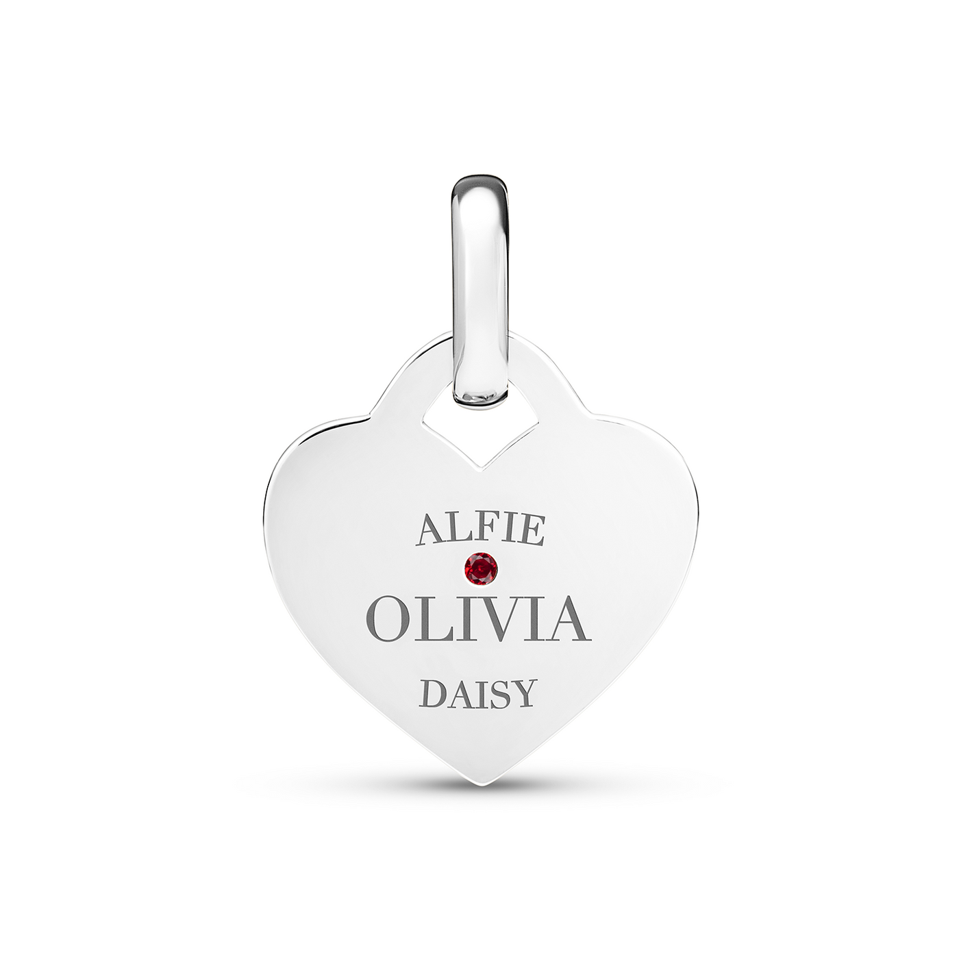 Birthstone Mini Heart Token Pendant (Silver)