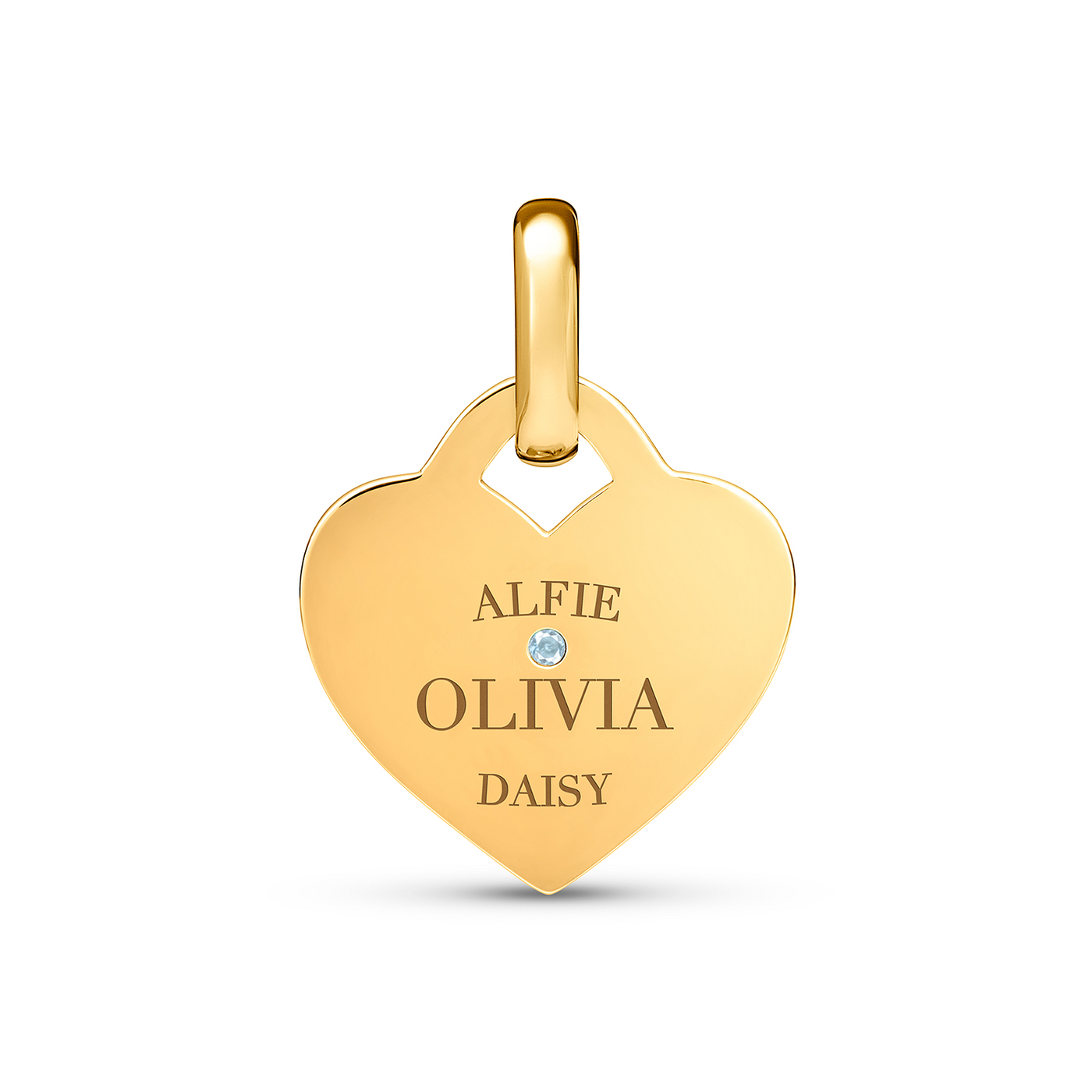 Birthstone Mini Heart Token Pendant (Gold)