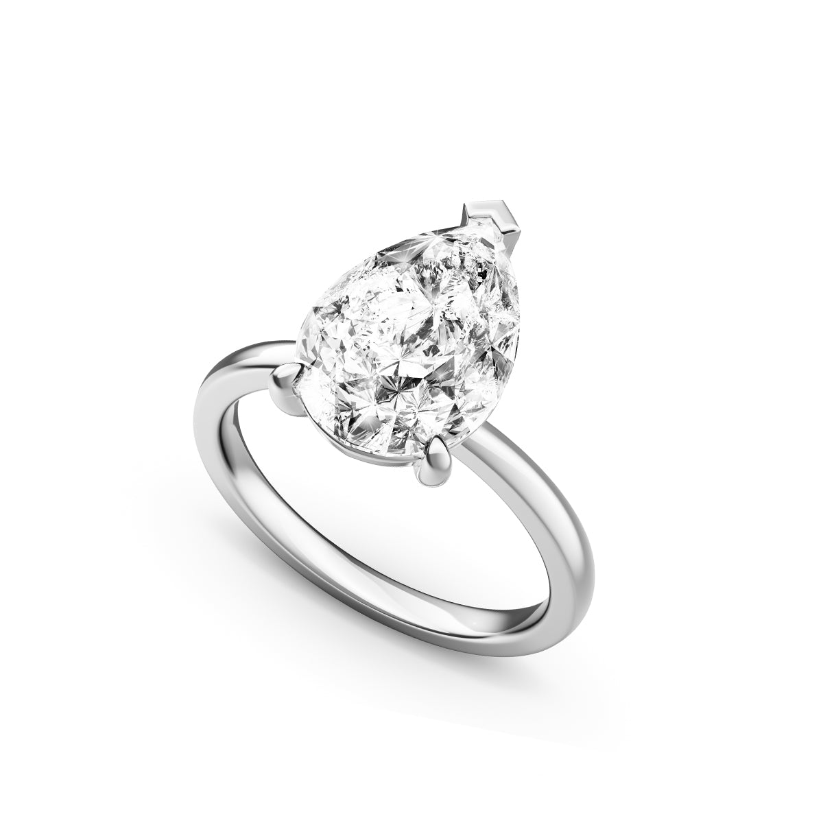 Pear Cut Solitaire Ring (Silver)