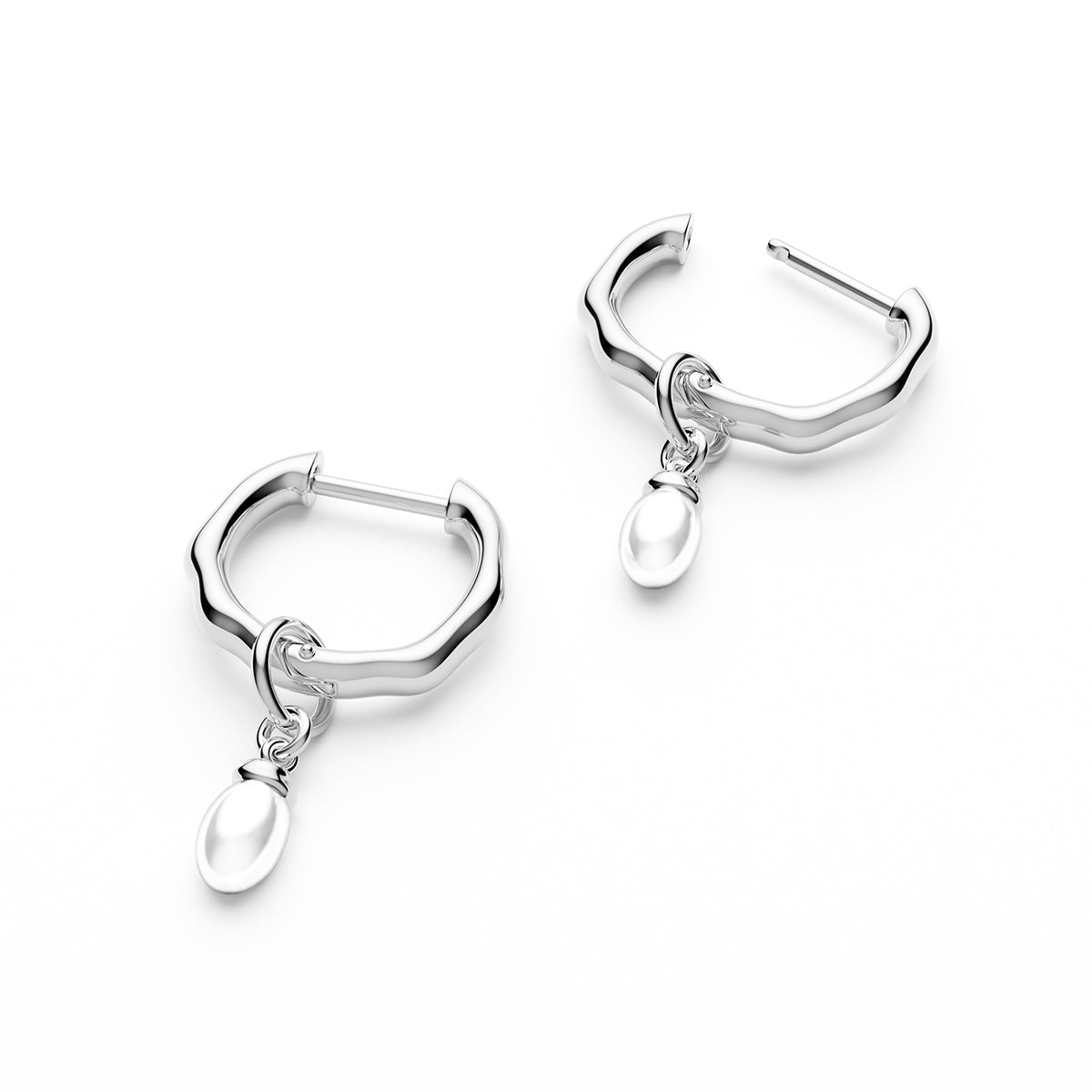 Fine Organic Pearl Huggie Earring (Silver)