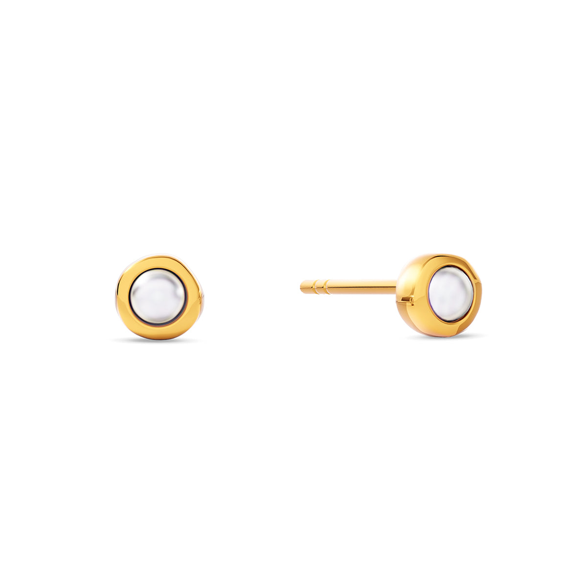 Fine Organic Pearl Stud Earring (Gold)