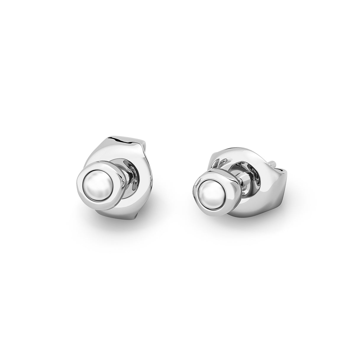 Fine Organic Pearl Stud Earring (Silver)