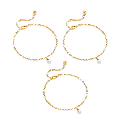 Fine Organic Pearl Bracelet Bridesmaid Gift Set (Gold)
