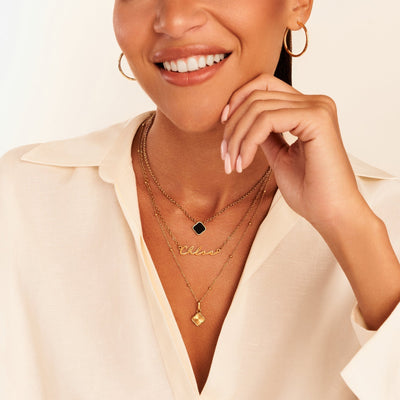 Textured Clover Necklace (Gold)