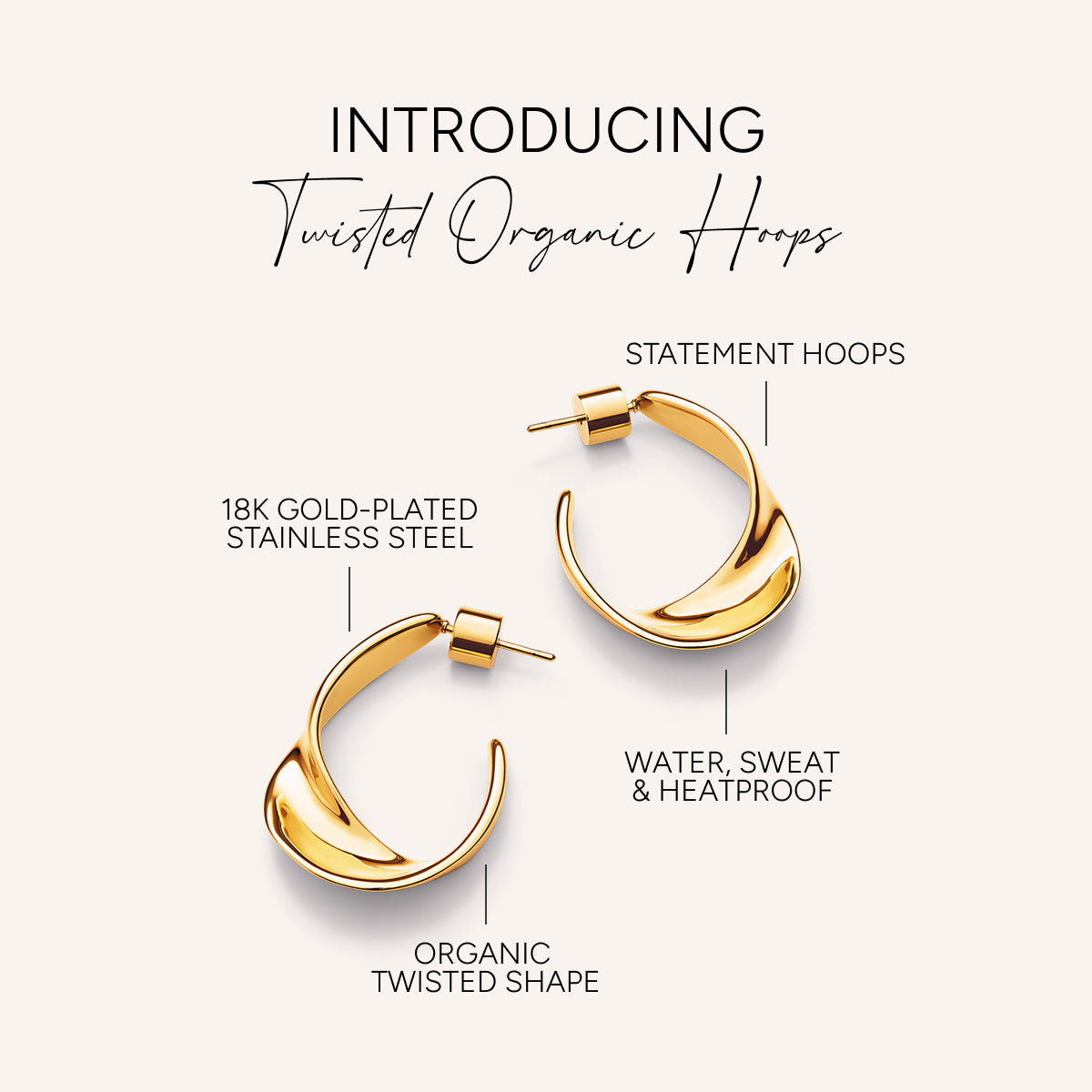 Twisted Organic Hoops (Gold)