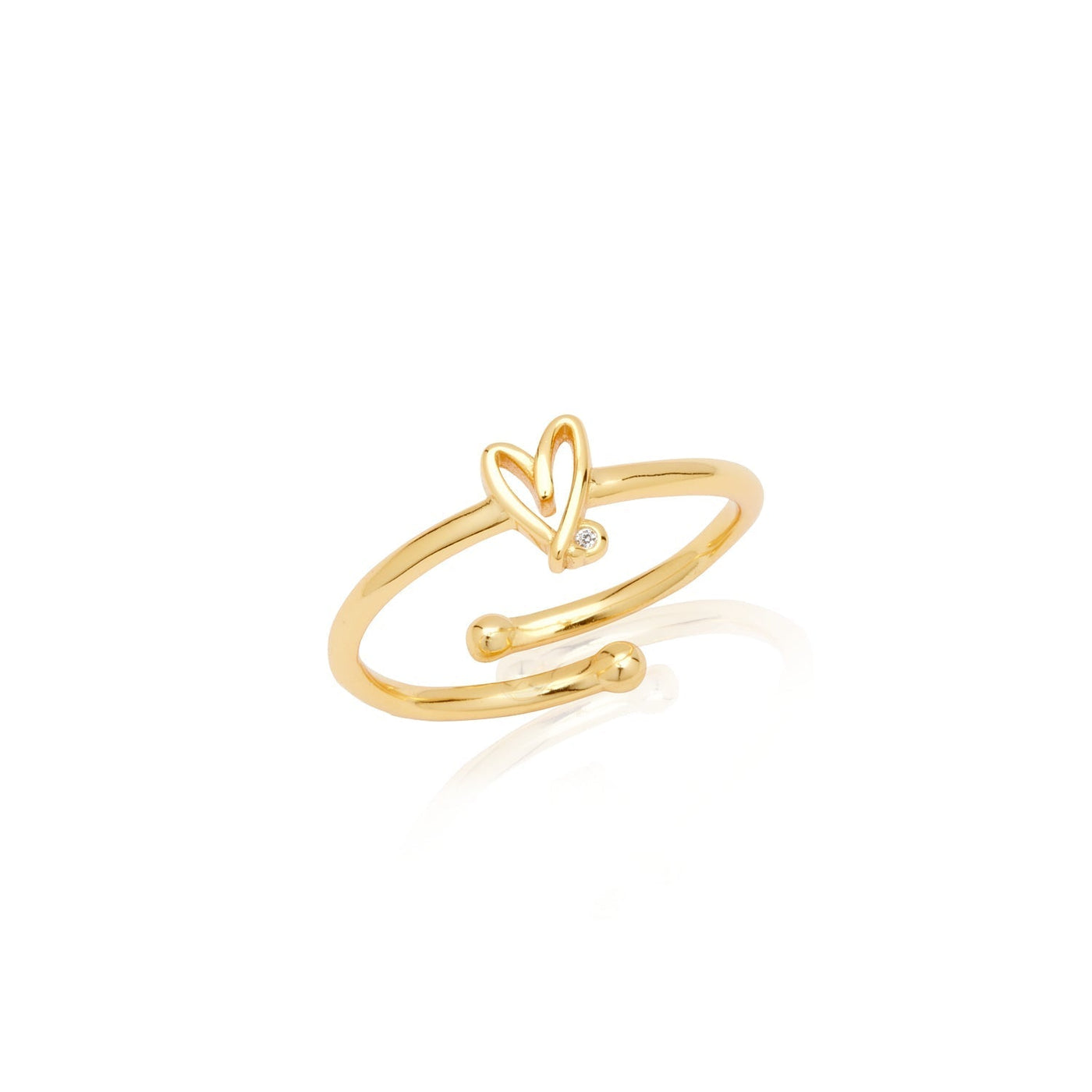 Stacey's Stories Doodle Heart Crystal Ring (Gold)
