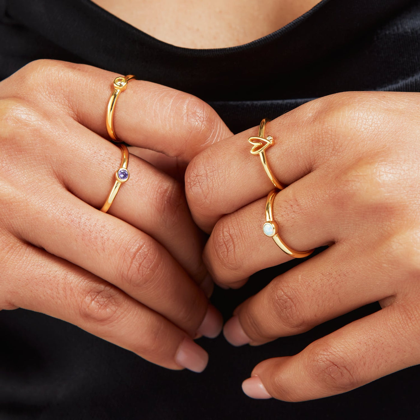 Stacey's Stories Doodle Heart Crystal Ring (Gold)