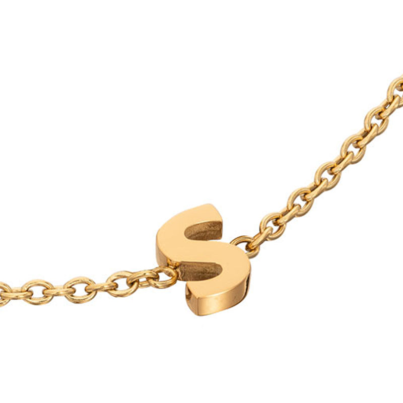 Initial & Pearl Bracelet Set (Gold)