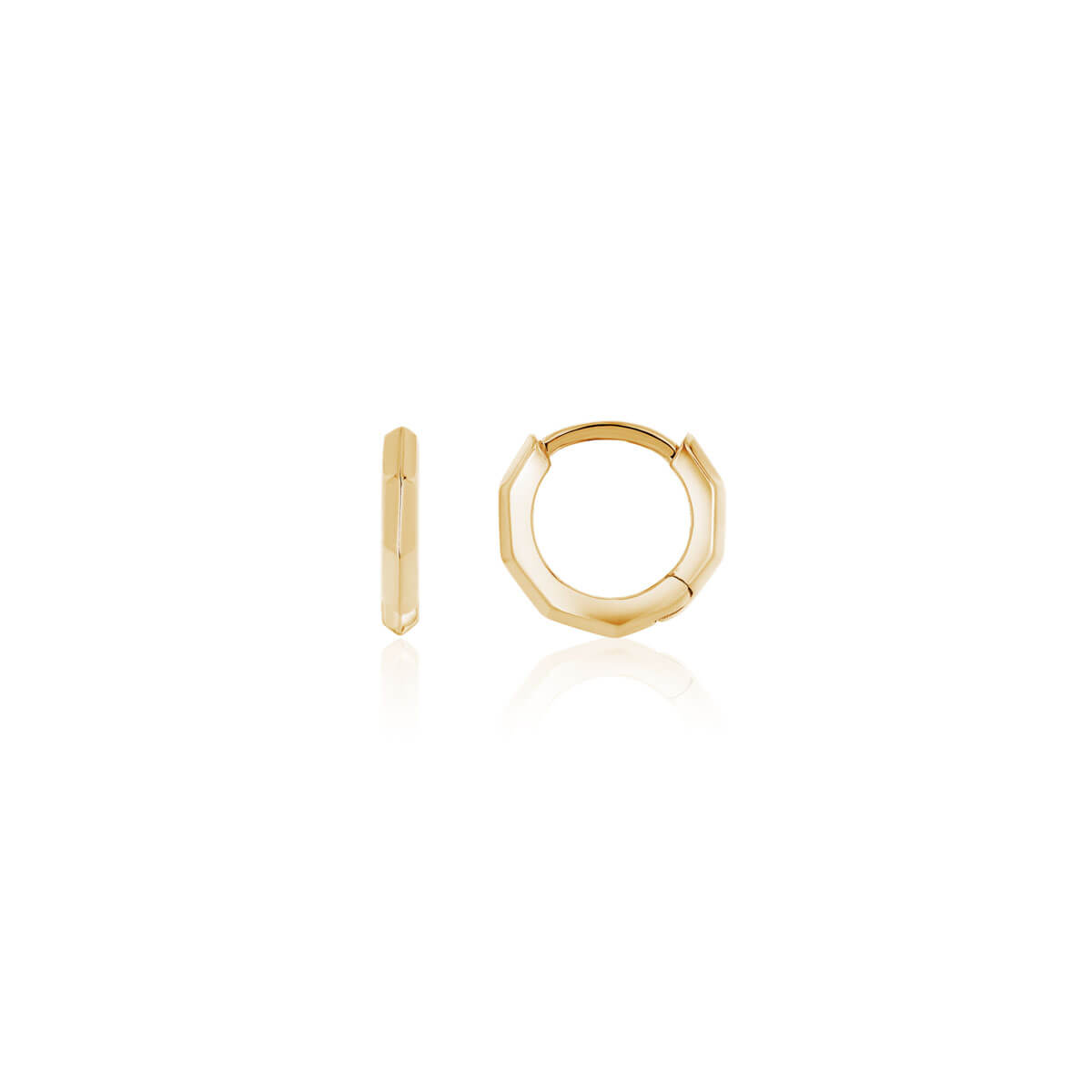 Sterling Silver Geometric Huggie Hoops (Gold)