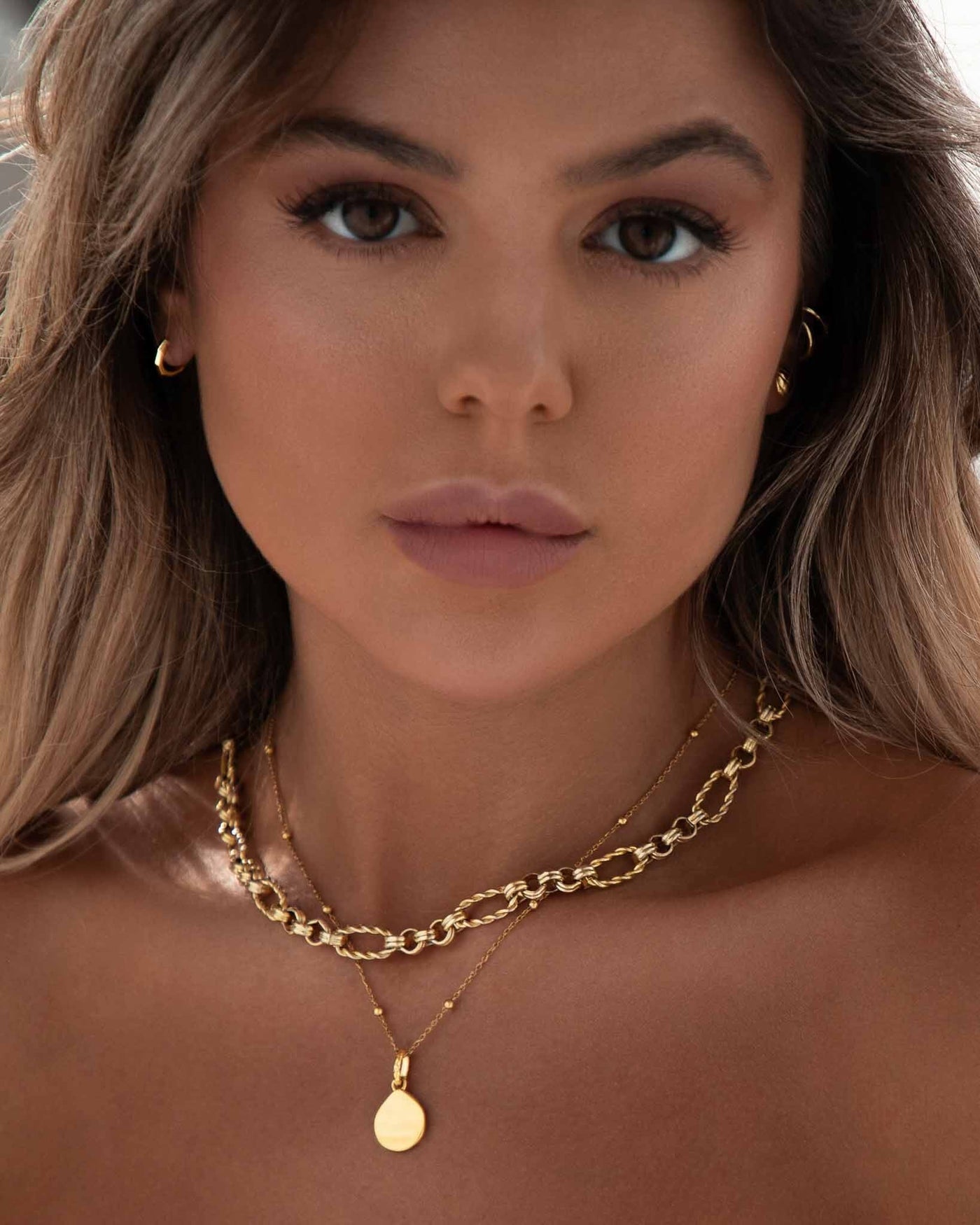 Sterling Silver Geometric Huggie Hoops (Gold)