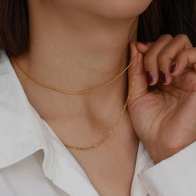 Tarnish Free 18K Gold PVD Plated Jewelry Stainless Steel Herryingbone Chain Necklace