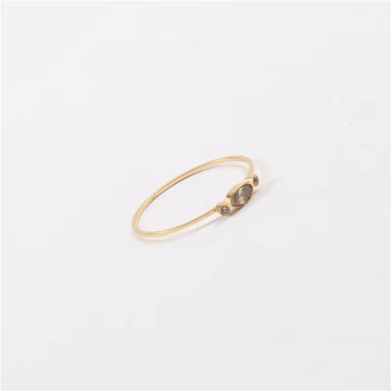 Ins Hot High End 18K Gold Plated Dainty Glass Rings for Women Trendy Jewelry