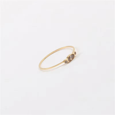 Ins Hot High End 18K Gold Plated Dainty Glass Rings for Women Trendy Jewelry