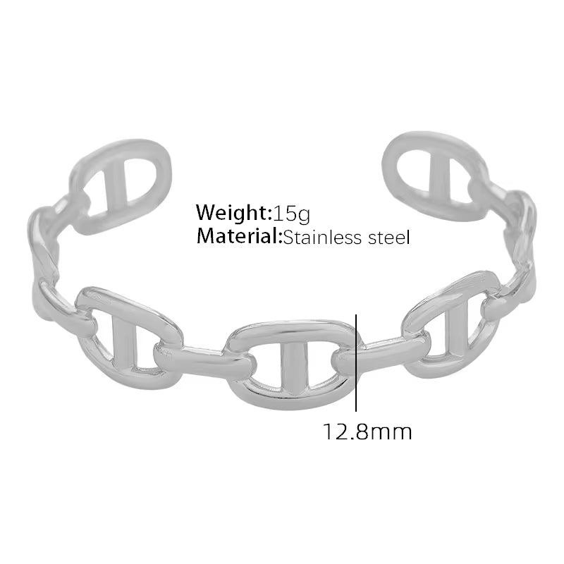 JEWELRY SZ29-35 2024 Fashion Stainless Steel Open Bangle Exaggerated Irregular Bangle