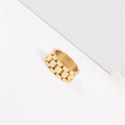 Stainless Steel 18K Gold Plated Watch Band Rings Waterproof Watch Belt Finger Rings