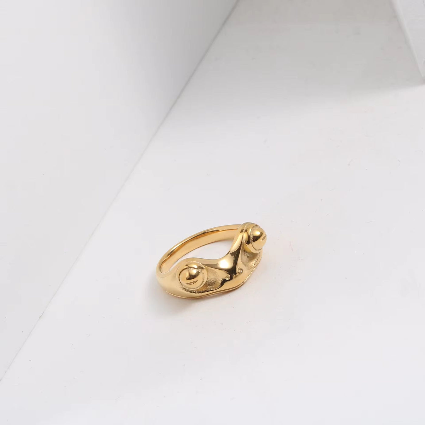18K Gold Plated Stainless Steel Frog Rings Frog Shape Design Waterproof High Polished Hip Hop Rings for Women