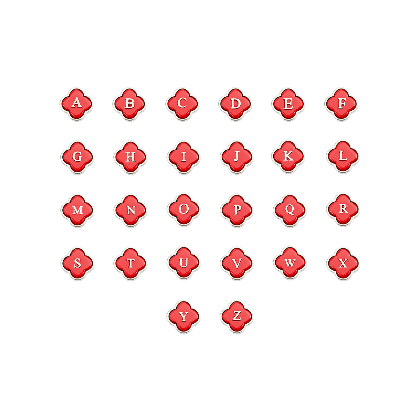 Red Clover Charms (Silver) - Initials